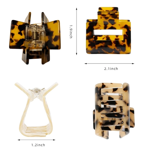 Cellulose Acetate Square Hair Claw Clip For Women Leopard Marble Pattern Handmade Shark Clip Fashion Commute Hair Accessories