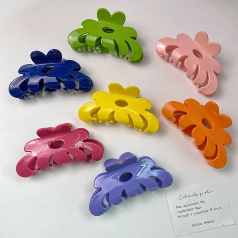 Pinza para el Cabello de Acetato con Flor Grande Color Sólido Clip de Tiburón para Mujer Elegantes Accesorios para el Cabello