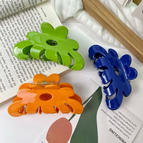 Pinza para el Cabello de Acetato con Flor Grande Color Sólido Clip de Tiburón para Mujer Elegantes Accesorios para el Cabello