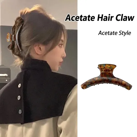 French Acetate Hair Claw Clip Large Arch Tortoise Shell Leopard Pattern Shark Clip Fashion Hair Accessories For Women Thick Hair