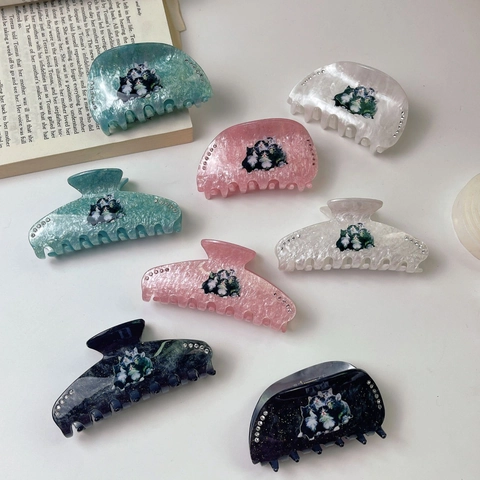 Nischen-Design Süße Katze Muster Acetat Haarklammern Strass Marmor Textur Haarschmuck Für Damen Sweet Cool Stil