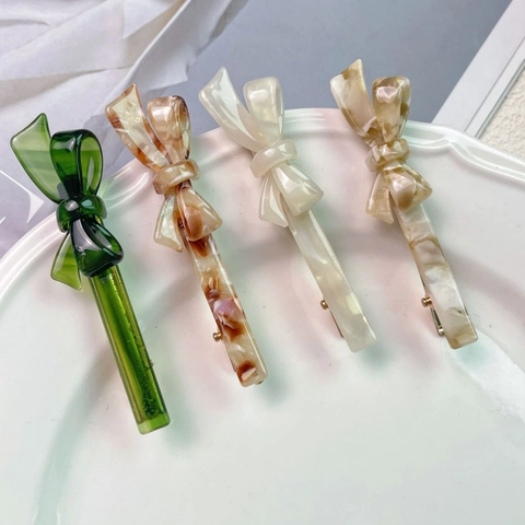 Acetat Schmetterling Schleife Haarklammer Für Damen Elegantes Marmormuster Handgemachte Entenschnabel Seitenclip Mode Haarspange