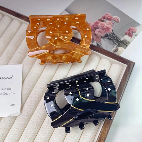 Handmade Acetate Polka Dot Hair Claw Clip For Women Vintage Marble Print Bowknot Shark Clip Large Small Hairpin Accessory