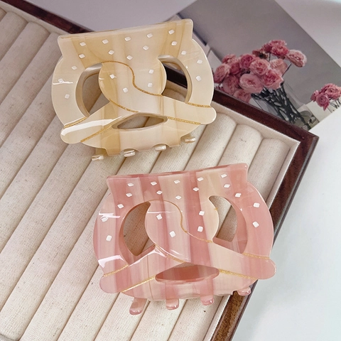 Handmade Acetate Polka Dot Hair Claw Clip For Women Vintage Marble Print Bowknot Shark Clip Large Small Hairpin Accessory