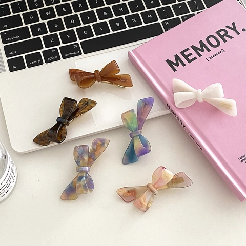 French Style Acetate Bow Hair Clip Elegant Side Barrette Duckbill Clip Fashionable Hair Accessory For Women Simple Headwear