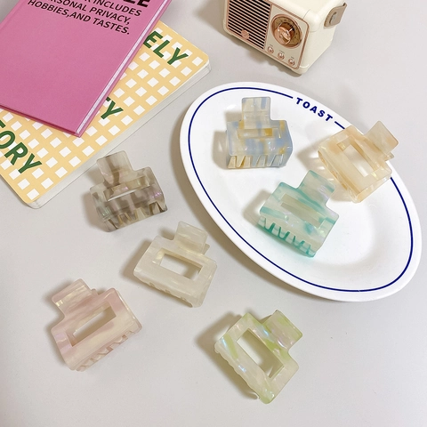 Pinza per Capelli Rettangolare in Acetato Minimalista Motivo Marmo Cavo Shark Clip Accessori per Capelli Donna