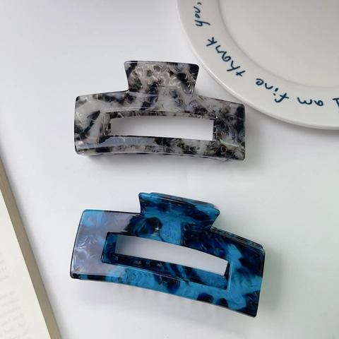 Vintage Marble Ink Pattern Acetate Hair Claw Clip Square Hollow Shark Clip Elegant Hair Accessory For Women