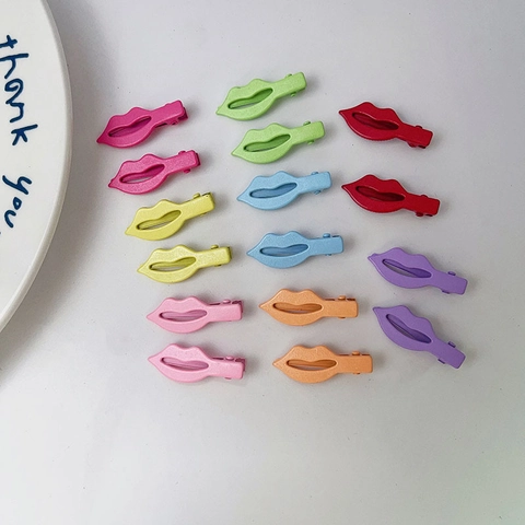 Cute Lip Shaped Hair Clips Sweet Candy Color Matte Iron Alloy Duckbill Clips Fashion Hair Accessories For Girls Women