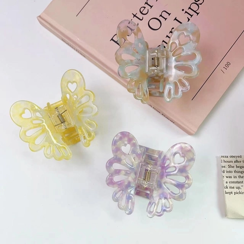 Elegante Molletta per Capelli a Farfalla in Acetato da Donna Design a Cuore Svuotato Fatto a Mano Grande Clip Marmo Accessori