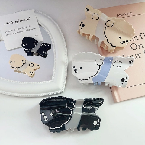 Pinze per Capelli in Acetato a Forma di Cane Cartone Animato Design Fatto a Mano per Donne e Ragazze Accessori per Capelli