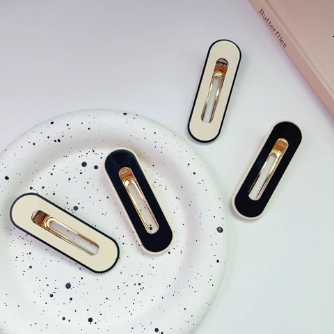 Women Minimalist Acetate Hair Clips Seamless Duckbill Clips Geometric Bangs Barrettes Retro Glitter Hair Accessories