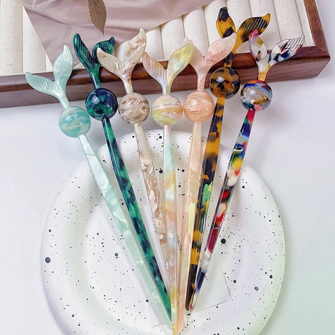 Vintage Acetaat Visstaart Haarspeld Elegante Zeemeermin Staart Haarnadel Eenvoudige Haarstyling Accessoire Voor Dames Retro Knot Maker Hoofddeksel