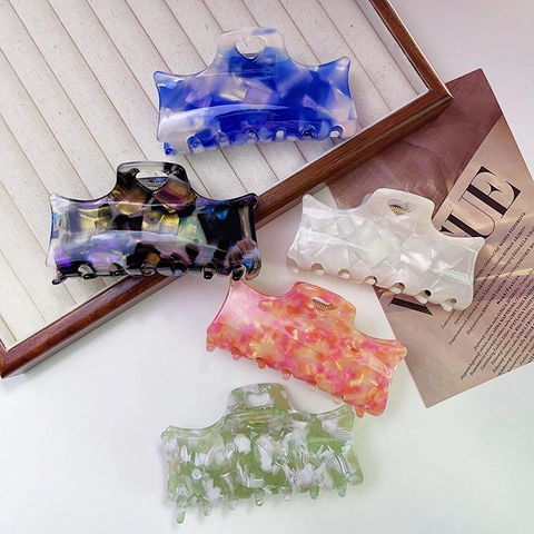 Pinze per Capelli in Acetato alla Moda per Donna Elegante Clip a Squalo con Texture di Marmo Unico Accessorio per Capelli a Cuore Svuotato per Uso Quotidiano
