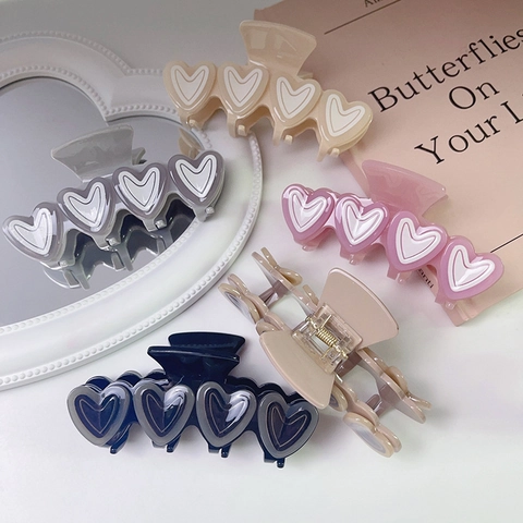 Elegant Sweet Heart Acetate Hair Claw Clips For Women Girls Large Handmade Non-Slip Love Shape Hair Clamps Fashion Hair Accessories