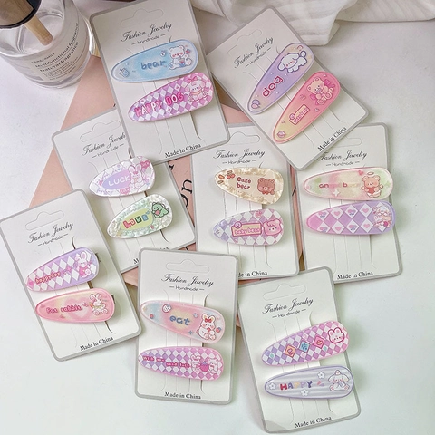 Cute Cartoon Bear Rabbit Hair Clips Macaron Color Resin Hairpins For Girls Kids Fashion Hair Accessories Decorative Hair Clips