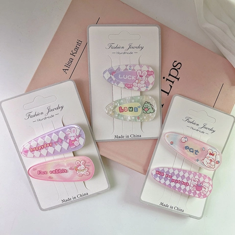 Cute Cartoon Bear Rabbit Hair Clips Macaron Color Resin Hairpins For Girls Kids Fashion Hair Accessories Decorative Hair Clips
