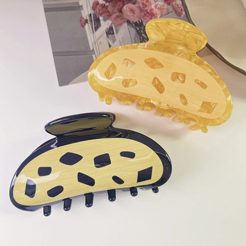 Cute Cookie Chocolate Acetate Hair Claw Clip Vintage Marble Pattern Shark Clip For Women Fashion High Quality Hair Accessories