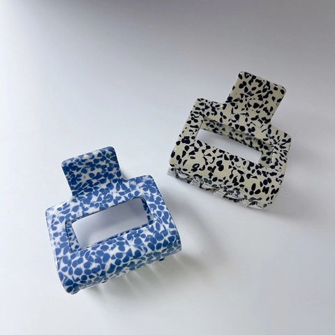 Vintage Acetate Hair Claw Clip Geometric Hollow Square Rectangular Marble Pattern Fashion Hair Accessories For Women Gift