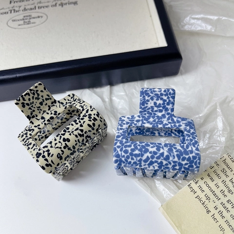 Vintage Acetate Hair Claw Clip Geometric Hollow Square Rectangular Marble Pattern Fashion Hair Accessories For Women Gift