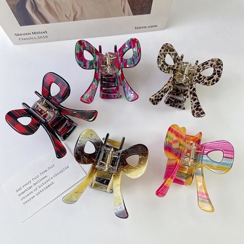 Nuova Molla per Capelli a Farfalla in Acetato Colorato Fiocco Arcobaleno Fermaglio per Capelli Moda Carini Accessori Donna