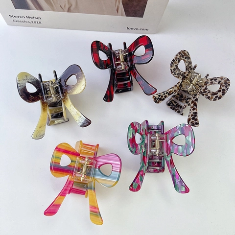 Nuova Molla per Capelli a Farfalla in Acetato Colorato Fiocco Arcobaleno Fermaglio per Capelli Moda Carini Accessori Donna