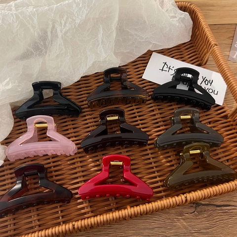 Molletta per Capelli Geometrica Minimalista in Policarbonato per Donna Vintage Tartarugato Opaco Pinza Grande a Triangolo Cavo Accessorio