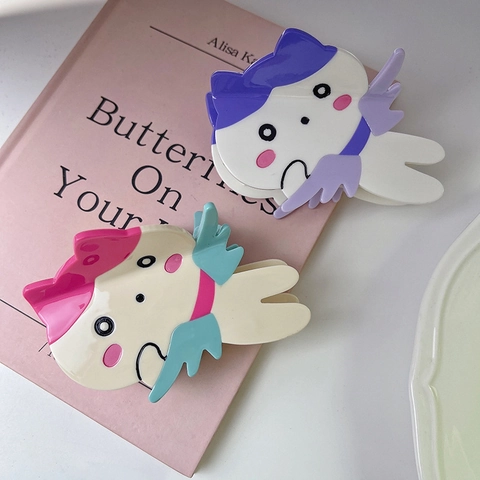 Schattige Cartoon Engel Acetaat Haarklem Zoet Dier Karakter Haai Clip Voor Dames Meisjes Mode Haaraccessoires