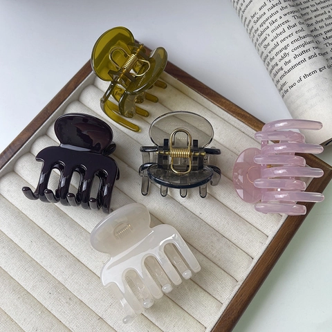 French Style Polycarbonate Hair Claw Clip Minimalist Glossy Shark Clip For Women Elegant Ponytail Clip Hair Accessory