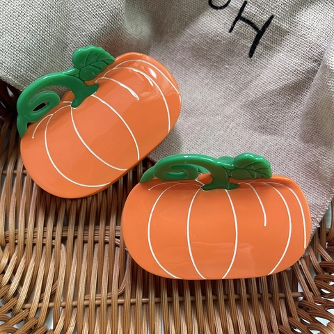 Molla per Capelli Creativa in Acetato a Forma di Zucca Personalizzata Halloween Arancione Clip per Capelli Donna