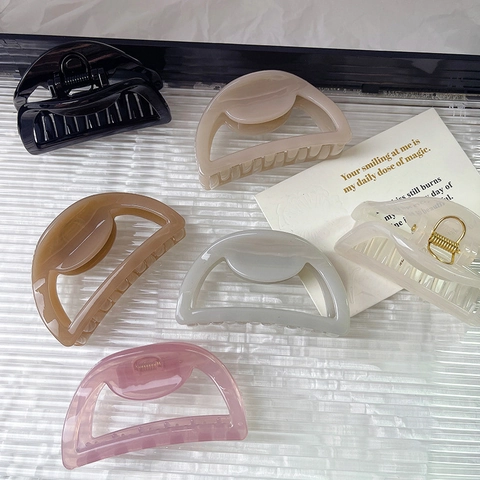 Pinza de Pelo Minimalista de Plástico PC para Mujer Moda Color Sólido Crema Clip de Tiburón Engrosado Accesorios para el Cabello