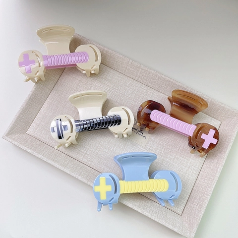 Creatieve Acetaat Color Block Haarklem Vintage Wiel Ontwerp Shark Clip Mode Haaraccessoires Voor Vrouwen Meisjes