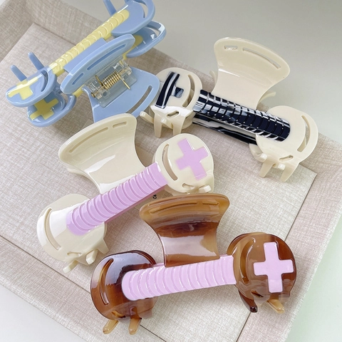 Creatieve Acetaat Color Block Haarklem Vintage Wiel Ontwerp Shark Clip Mode Haaraccessoires Voor Vrouwen Meisjes