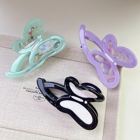 Acetaat Vlinder Haarklem Clip Grote Splicing Kleur Marmer Patroon Haai Clip Voor Vrouwen Elegante Haarstyling Accessoires