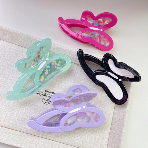 Acetaat Vlinder Haarklem Clip Grote Splicing Kleur Marmer Patroon Haai Clip Voor Vrouwen Elegante Haarstyling Accessoires