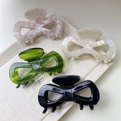 Französische Vintage Celluloseacetat Schleife Haarklammer Für Damen Elegante Hohle Marmormuster Hai Clip Haarstyling Tool