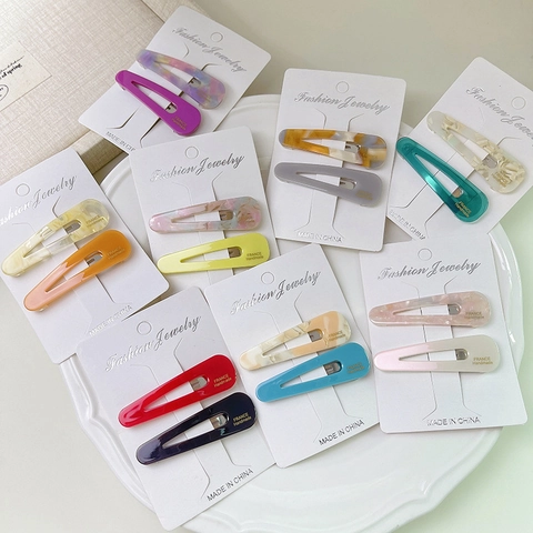 Fermagli per Capelli BB in Acetato Fatti a Mano Multicolore Motivo Marmorizzato Goccia Clip Laterale Accessori per Capelli Donna