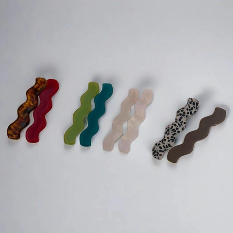Juego de Pinzas para el Cabello Onduladas de Acetato Vintage para Mujer Minimalista Color Sirena Estampado de Leopardo Geométrico Clip Lateral de Pico de Pato Accesorios para el Cabello Elegantes