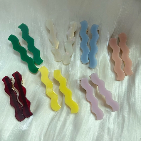 Pince à Cheveux Ondulée en Acétate Style Coréen Fait à la Main Élégant Clip Latéral pour Femmes Accessoire Cheveux Mode