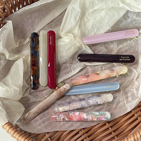 French Style Acetate Hair Clips For Women Elegant Marble Tortoiseshell Pattern Bow Floral Heart Baguette Barrettes Hairpins