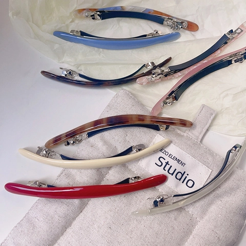 Elegant Acetate Oval Spring Hair Clip Long Barrette For Women Minimalist Tortoise Shell Marble Texture Hair Accessories
