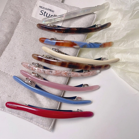 Elegant Acetate Oval Spring Hair Clip Long Barrette For Women Minimalist Tortoise Shell Marble Texture Hair Accessories