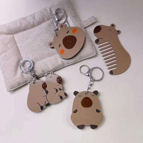 Simpatico Specchio per Trucco in Acetato Capybara Pettine per Capelli Portatile Forma Animale Mini Specchio da Tasca