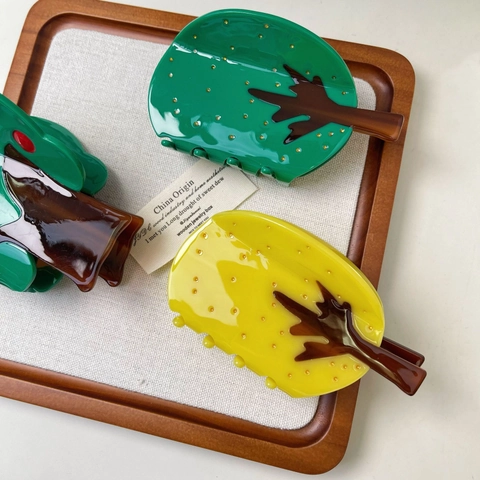 Acetaat Boomvorm Haarklem Creatief Appel Ginkgoblad Ontwerp Haai Clip Handgemaakte Haaraccessoires Voor Dames Decoratief Tool