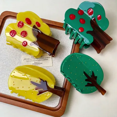 Acetaat Boomvorm Haarklem Creatief Appel Ginkgoblad Ontwerp Haai Clip Handgemaakte Haaraccessoires Voor Dames Decoratief Tool