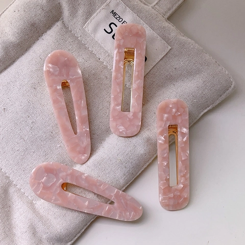 Pinza de Pelo de Acetato Rosa Mármol Hecho a Mano Estilo Coreano Geométrico Pinza de Pico de Pato Accesorios de Pelo Mujer