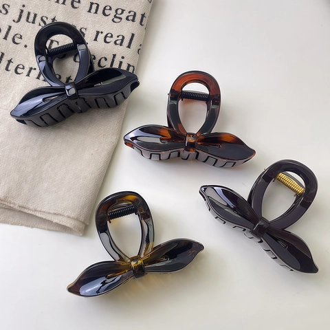 Elegante Schleife Haarklammer Für Damen Koreanischer Stil Große PC Schildpatt Haargreifer Matt Glänzend Haarschmuck Starker Halt
