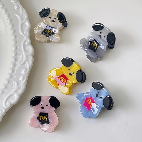Handmade Cartoon Dog Hair Claw Clip Cellulose Acetate Animal Shape Hair Accessory For Girls Women Daily Decorative Headwear