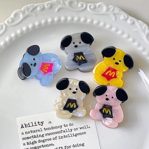 Handmade Cartoon Dog Hair Claw Clip Cellulose Acetate Animal Shape Hair Accessory For Girls Women Daily Decorative Headwear