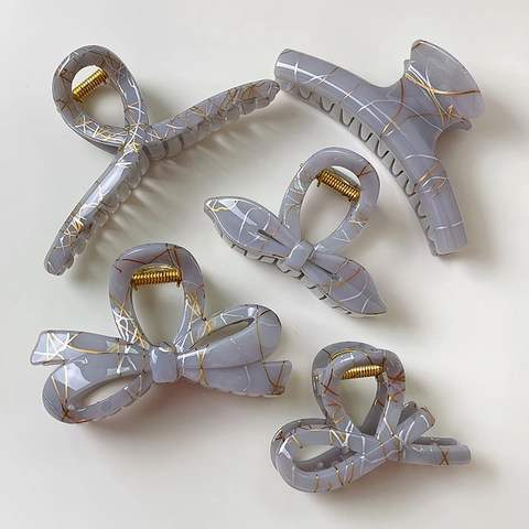 Marmor Textur Schleife Haarklammer Große Acetat Optik Haarkrebs Elegant Damen Haarschmuck Für Dickes Haar Dutt Dekor