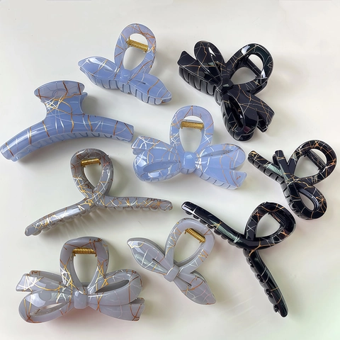 Marmor Textur Schleife Haarklammer Große Acetat Optik Haarkrebs Elegant Damen Haarschmuck Für Dickes Haar Dutt Dekor